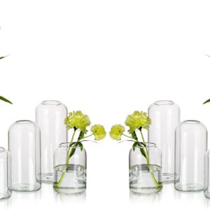 Glass s for Flowers - Blown Modern Small Glass Vases for Centerpieces Set of 12, Mini Clear Bulk Flower Vases for Wedding Party Events Home Decor Floral Arrangement (Not Include Flower)