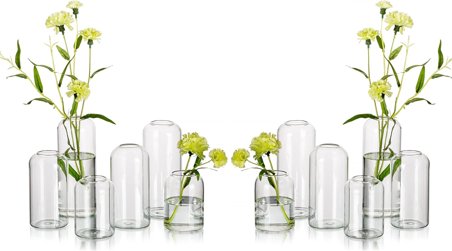 Glass s for Flowers - Blown Modern Small Glass Vases for Centerpieces Set of 12, Mini Clear Bulk Flower Vases for Wedding Party Events Home Decor Floral Arrangement (Not Include Flower)