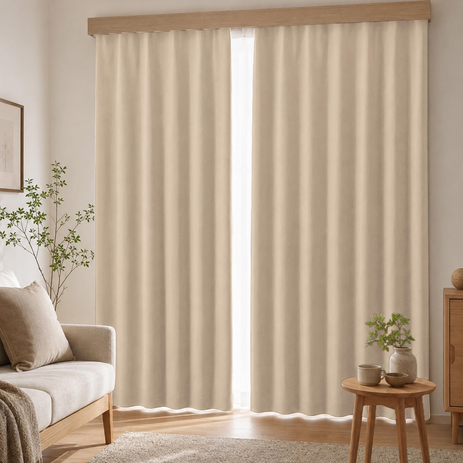 Premium High-Blackout Curtains – Thick, Insulated (Heat/Cold), Soundproof, Shape-Retaining Fabric (Set of 2)