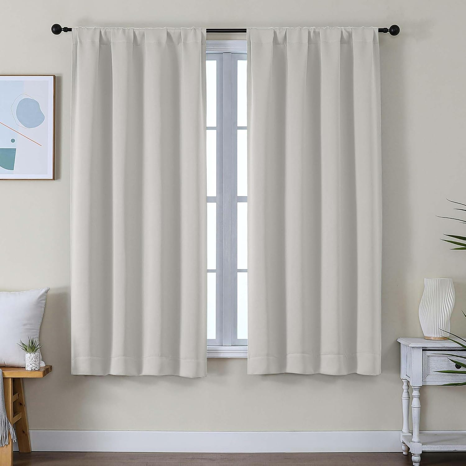 Solid-Color High-Blackout Curtains – Insulated, Energy-Saving, Light-Blocking for Bedrooms (Set of 2)