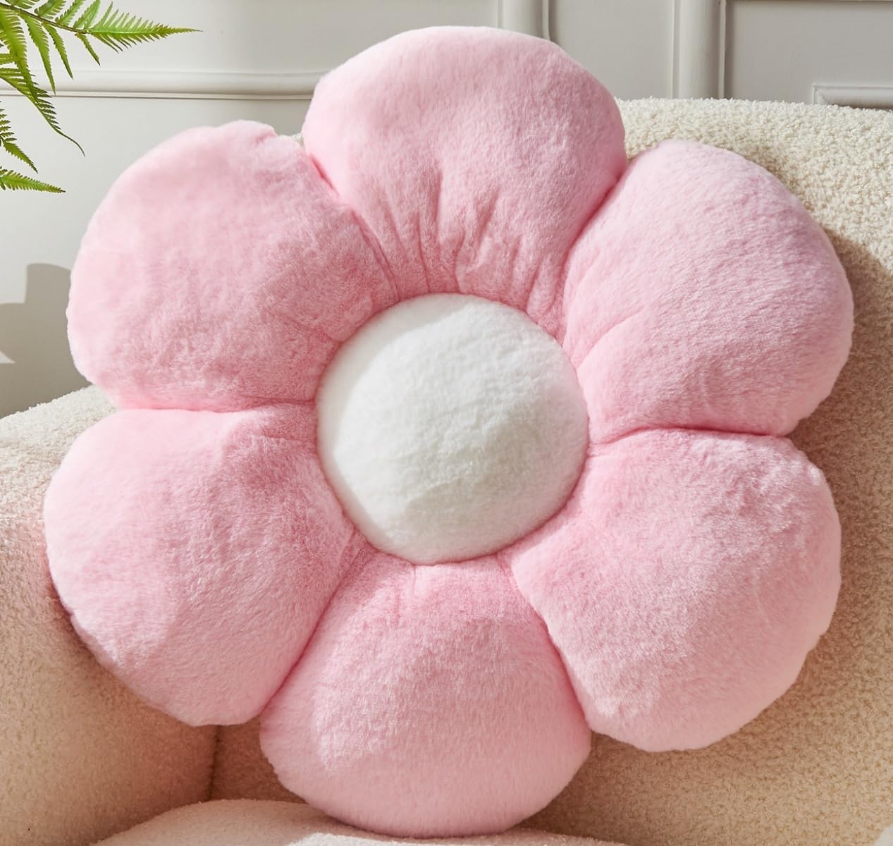 Pink Flower Pillow,Flower Shaped Throw Pillow 15.7In Daisy Pillow Cushion Cute Flower Seating Cushion Home Decorative Pillows for Sofa Couch Bed