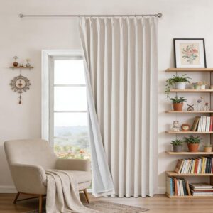 Linen-Blend Pleated Full-Blackout Curtains – Insulated, Hook-Style for Living Rooms and Bedrooms