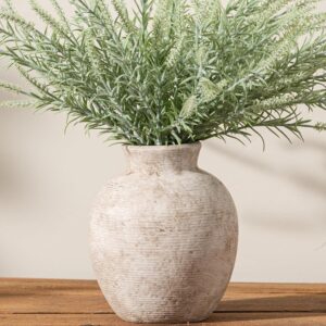 Ceramic Flower Vase Home Decor - Farmhouse Table Vases Rustic Vintage Living Room Kitchen Bedroom Decorations for House Book Shelf Office Coffee Desk Dining Fireplace (7.4" Retro)