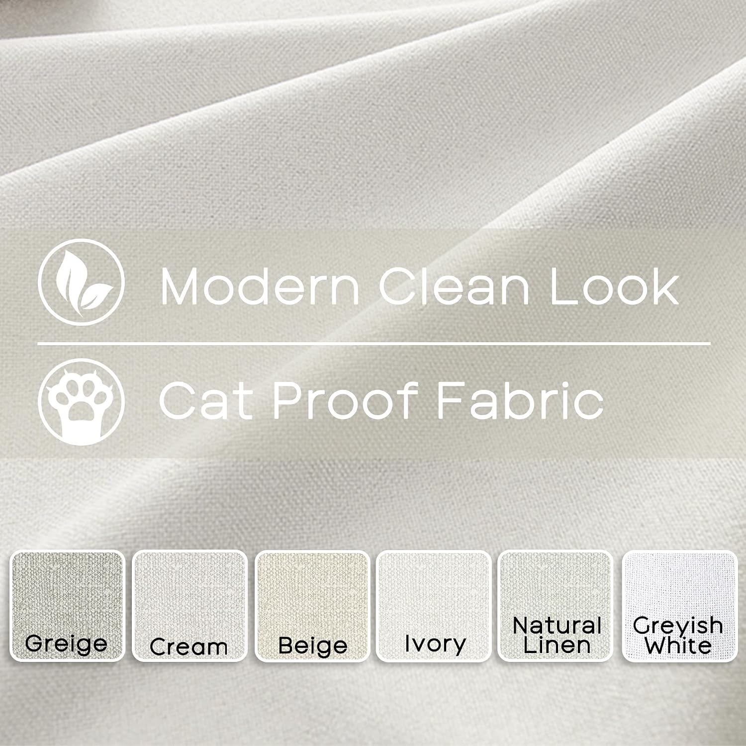 Scratch-Resistant (Pet-Friendly) Linen-Look Blackout Curtains – Cream-Colored, Back-Tab Style (Set of 2) - Image 2