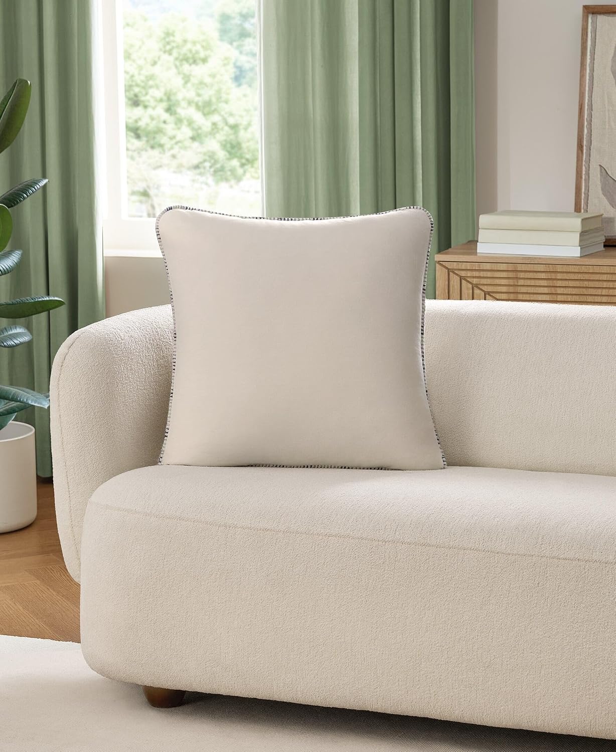 Decorative Throw Pillow for Couch – Accent Pillow, Soft Textured White Cushion with Stitched Edges for Sofa, Bed & Living Room Decor, Home Decor - Image 2