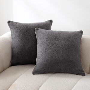 Throw Pillow Covers for Couch, Living Room, Home Decor with Hidden Zipper, Grey, 16×16in, Pack of 2