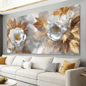 Canvas Art Wall Decor Landscape Wall Art Pictures For Bedroom Modern Brown Wall Art White Flower Wall Decor Artwork for Walls Canvas Wall Art Decor Home Office Aesthetic Wall Decorations 24" X 48"